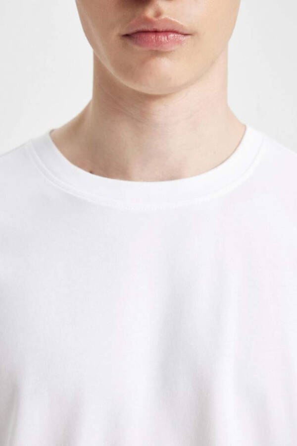 Oversize Fit Crew Neck Basic Short Sleeve Cotton Heavy Fabric T-Shirt White - 7