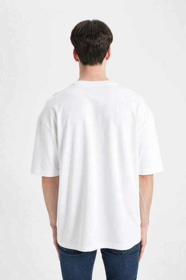 Oversize Fit Crew Neck Basic Short Sleeve Cotton Heavy Fabric T-Shirt White - 8