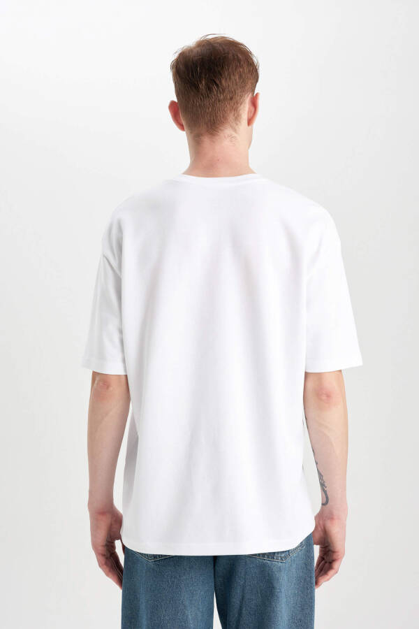 Oversize Fit Crew Neck Basic Short Sleeve Cotton Heavy Fabric T-Shirt White - 22