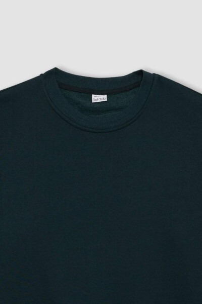 Oversize Fit Crew Neck Basic Sweatshirt Dark Green - 14