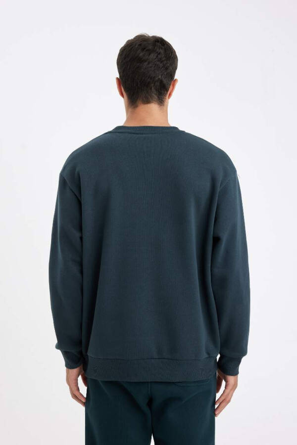 Oversize Fit Crew Neck Basic Sweatshirt Dark Green - 6