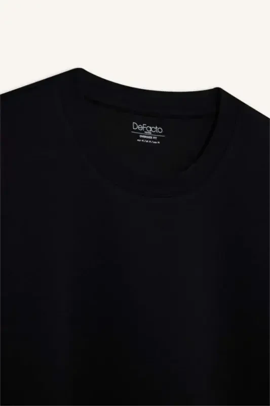 Oversize Fit Crew Neck Cotton Heavyweight T-Shirt Black - 7
