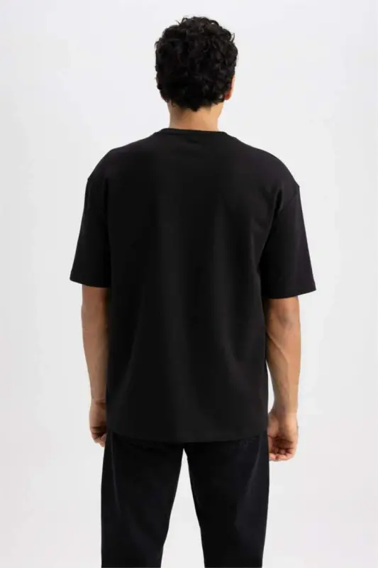 Oversize Fit Crew Neck Cotton Heavyweight T-Shirt Black - 9
