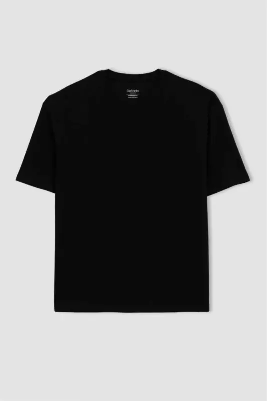 Oversize Fit Crew Neck Cotton Heavyweight T-Shirt Black - 10