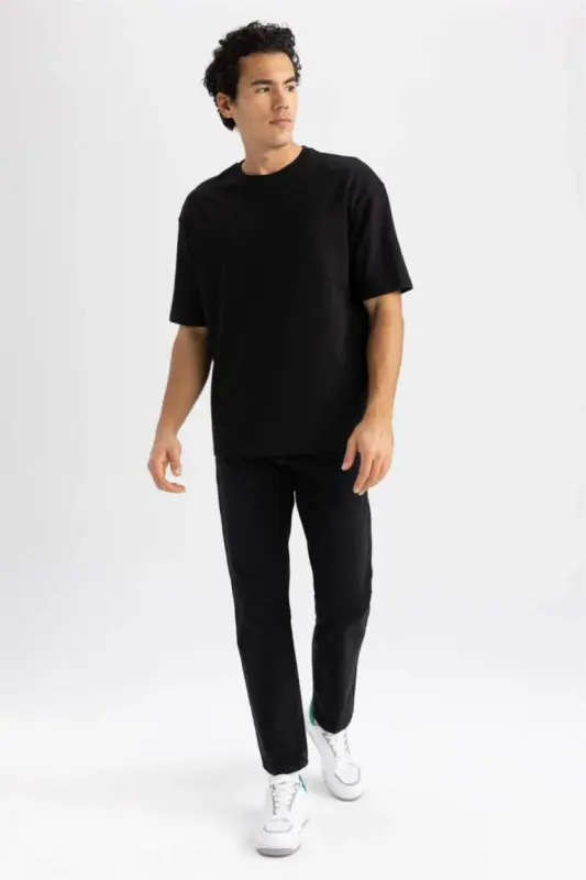 Oversize Fit Crew Neck Cotton Heavyweight T-Shirt Black - 7