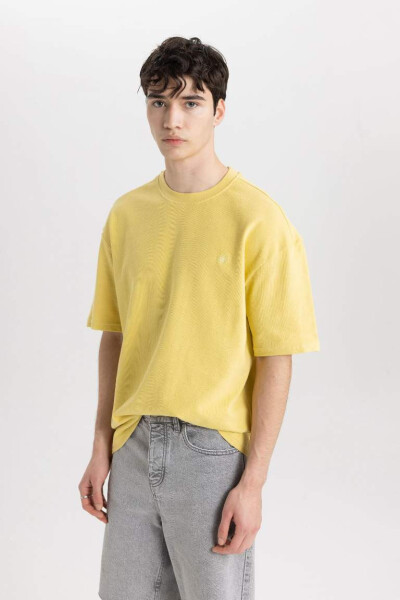 Oversize Fit Crew Neck Printed Short Sleeve T-Shirt Light Olive Green - 4