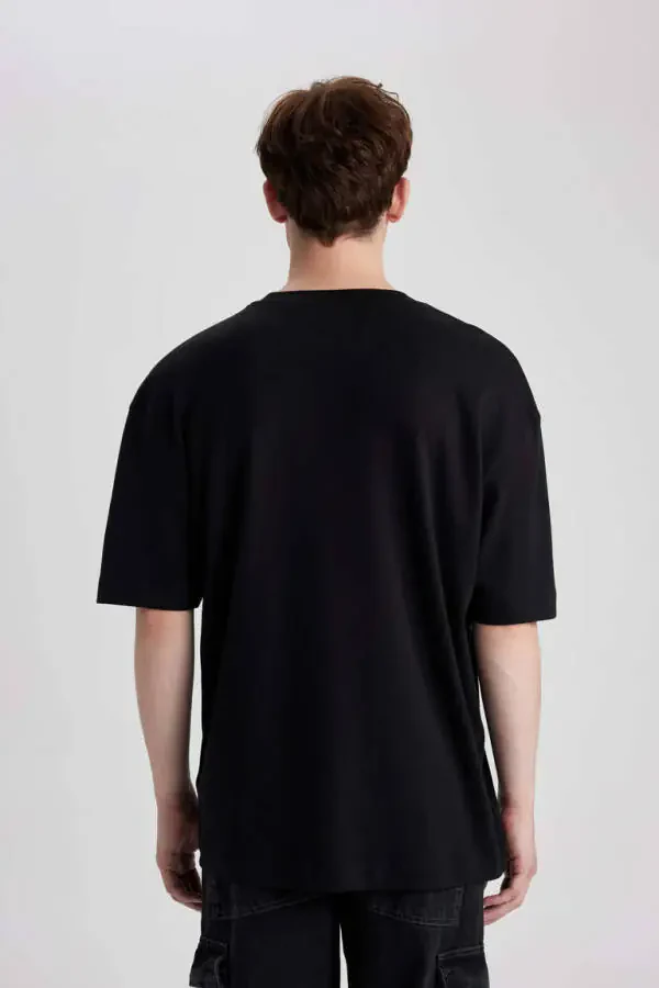 Oversize Fit Crew Neck Short Sleeve 100% Cotton Heavyweight T-Shirt Black - 6