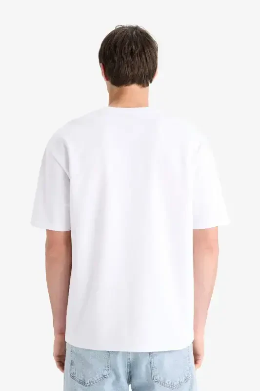 Oversize Fit Crew Neck Short Sleeve Basic Heavyweight T-Shirt White - 3