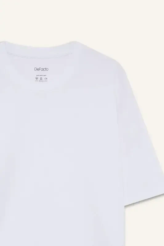 Oversize Fit Crew Neck Short Sleeve Basic Heavyweight T-Shirt White - 8