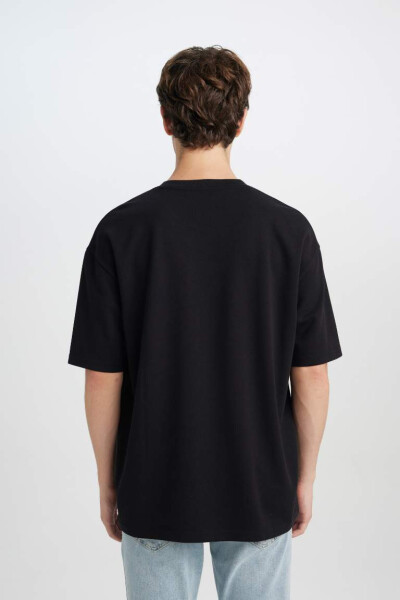 Oversize Fit Crew Neck Short Sleeve Heavy Fabric T-Shirt Black - 6