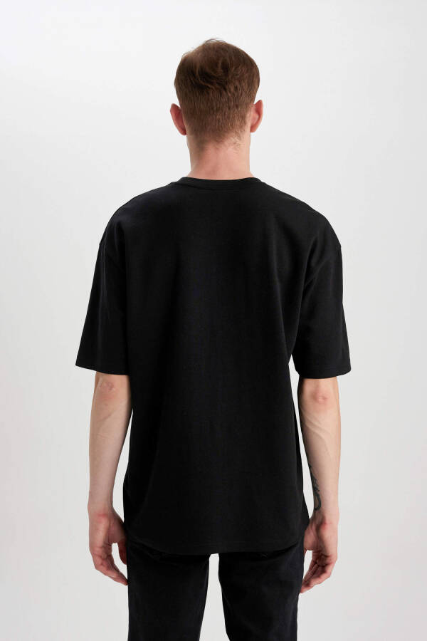 Oversize Fit Crew Neck Short Sleeve Heavy Fabric T-Shirt Black - 12