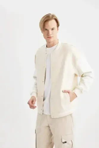 Oversize Fit Orqa Tomonida Chop Ettirilgan Kollej Yoqali Bomber Ko'ylagi Yumshoq Mo'yna Qoplamasi B8157ax24sp - 6