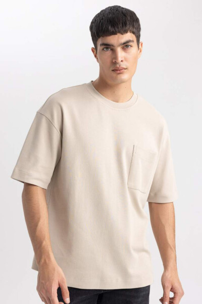 Oversize Fit Rundekli Qisqa Yengli 100% Paxta Og'ir Mato T-Shirt - 9