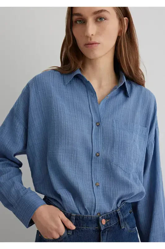 Oversize Gömlek Oversize / Geniş Kesim 1210404-837 - MAVI