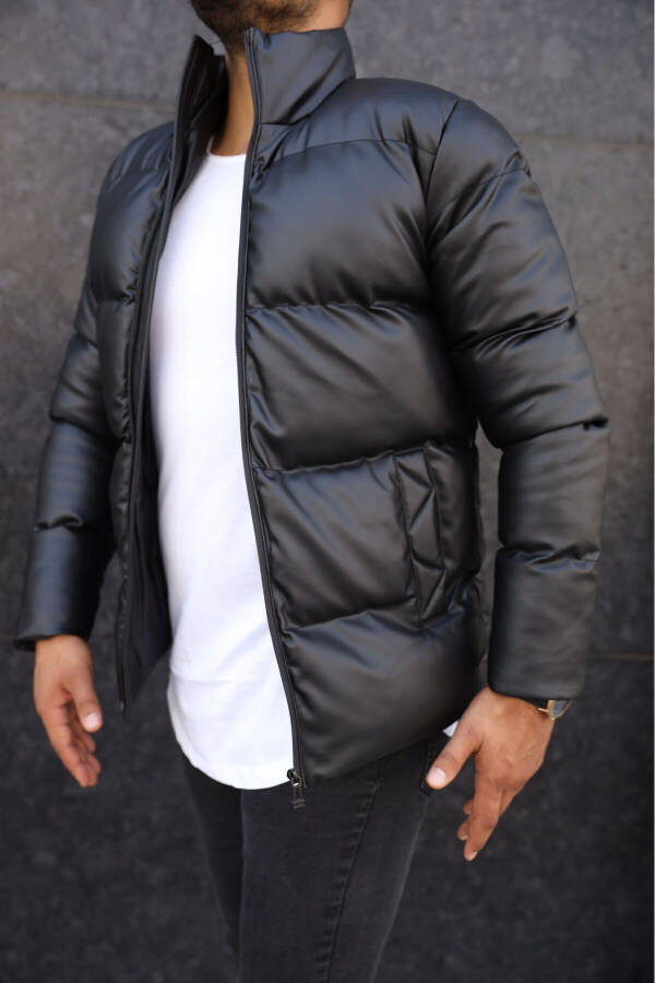 Oversize Leather Puffer Jacket New Season Water And Windproof Men's Winter - 5