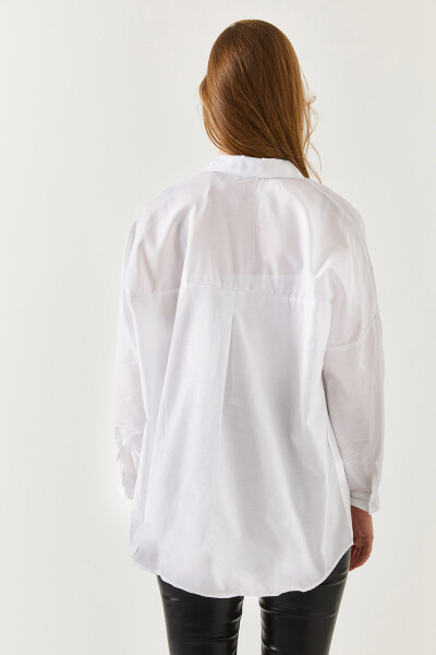 Oversize Long Basic Shirt - White - 9