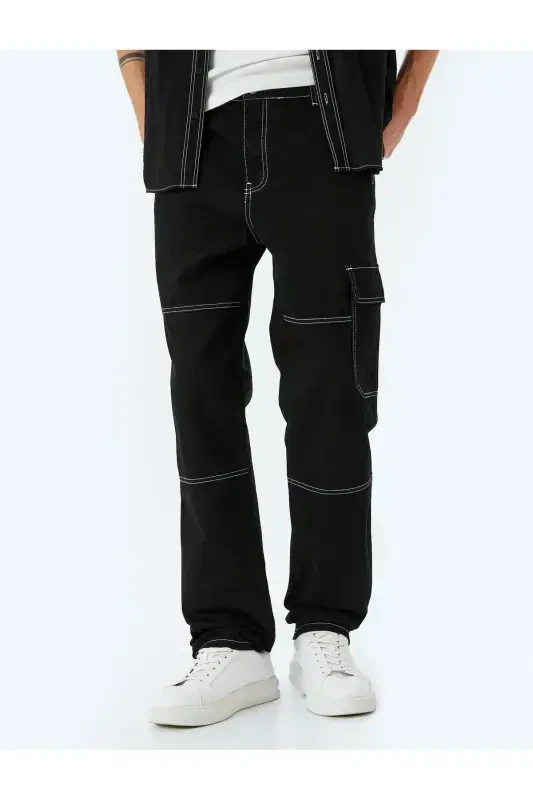 Oversize paxtali tikuv detalli kargo to‘g‘ri kot - 3