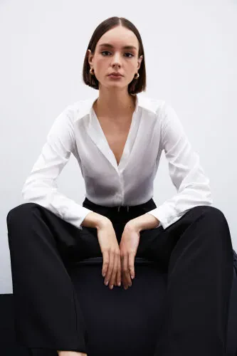 Oversize Satin Shirt - Ecru - SATEEN (1)