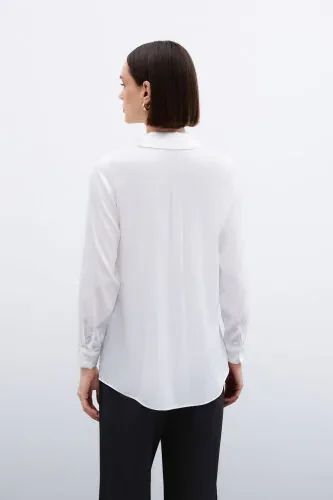 Oversize Satin Shirt - Ecru - 8