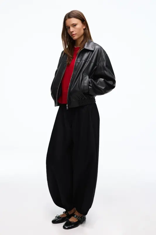 Suni deri ceket-Black - 3