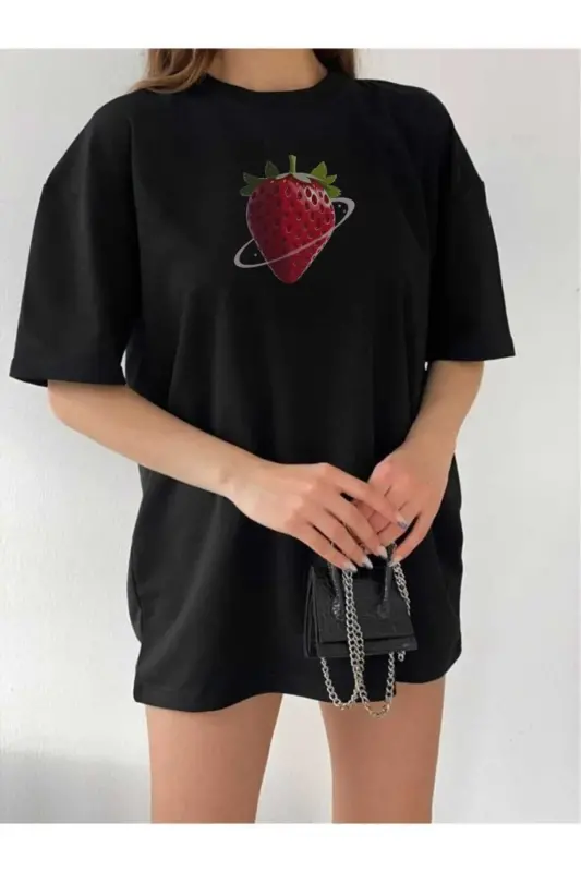 Oversize Unisex Basic T-shirt-siyahh4 - LAND MODA