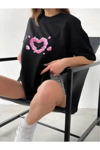 Oversize Unisex Basic T-shirt-siyahh8 - 2