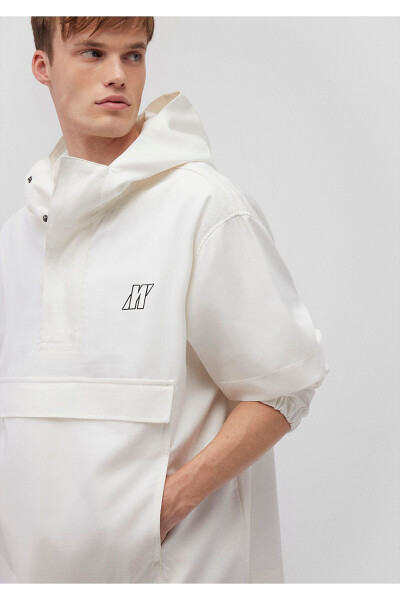 Oversize White Hooded Shirt - 1