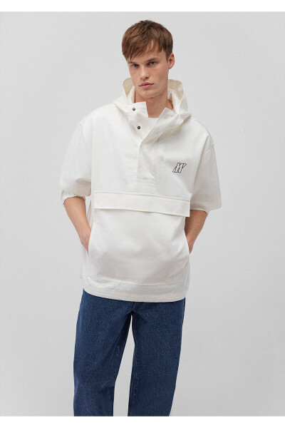 Oversize White Hooded Shirt - 3