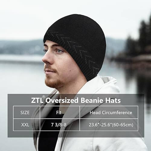 Oversize XXL Beanie Hat for Big Heads 23.6-25.6 - 2