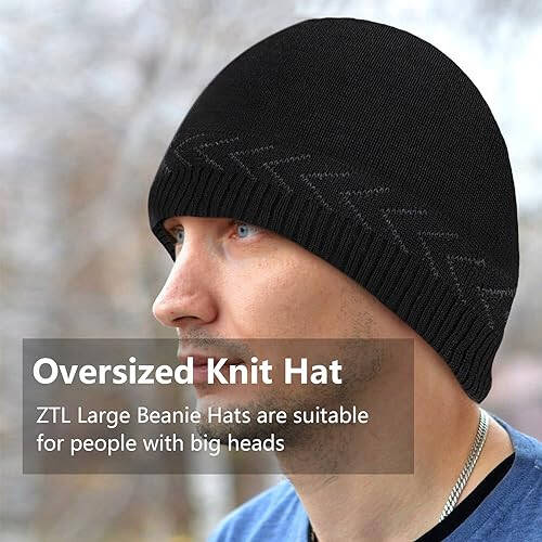 Oversize XXL Beanie Hat for Big Heads 23.6-25.6 - 3