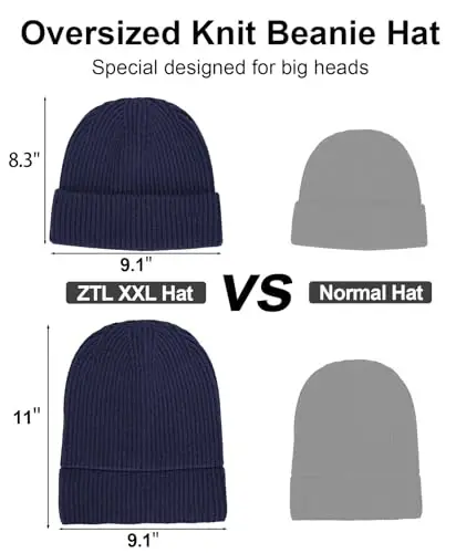 Oversize XXL Beanie Hat for Big Heads 23.6