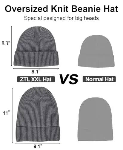 Oversize XXL Beanie Hat for Big Heads 23.6