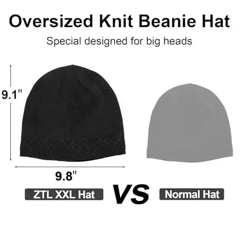 Oversize XXL Beanie Hat for Big Heads 23.6