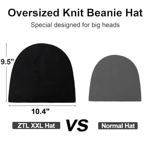 Oversize XXL Beanie Hat for Big Heads 23.6