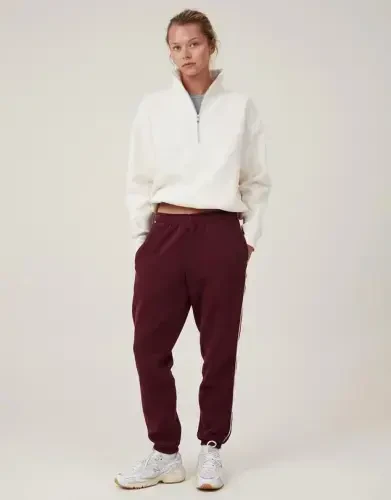 Oversize Yarim Fermuarli Yoqali Basic Sweatshirt - Oq - BÜYÜKBEDENIZ (1)