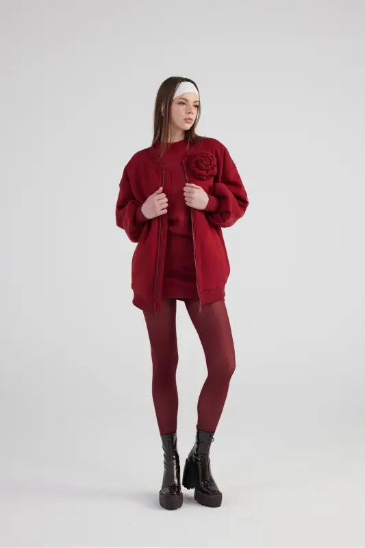 Oversize Yechiladigan Gul Tafsilotli Astarlı Alexa B - 4