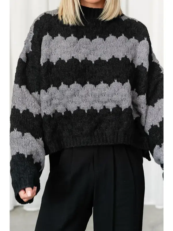 Oversized Anthracite Patterned Sweater MG1205 - 1