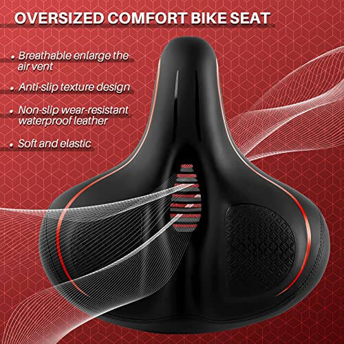 Oversized Bike Seat for Peloton Bike & Bike+, Comfort Seat Cushion Compatible with Peloton, Road or Exercise Bikes, Bicycle Wide Saddle Replacement for Men & Women, Accessories for Peloton - 2