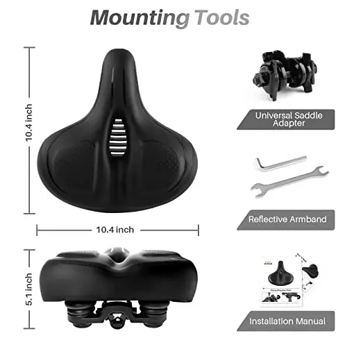 Oversized Bike Seat for Peloton Bike & Bike+, Comfort Seat Cushion Compatible with Peloton, Road or Exercise Bikes, Bicycle Wide Saddle Replacement for Men & Women, Accessories for Peloton - COOLWUFAN