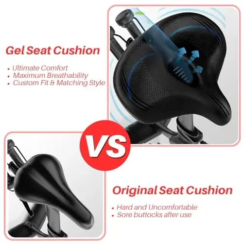 Oversized Bike Seat for Peloton Bike & Bike+, Comfort Seat Cushion Compatible with Peloton, Road or Exercise Bikes, Bicycle Wide Saddle Replacement for Men & Women, Accessories for Peloton - 5