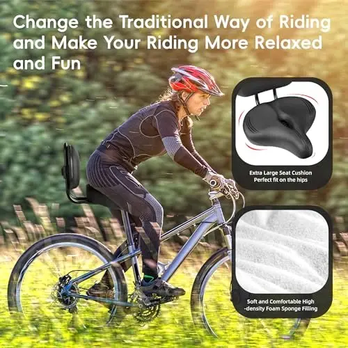 Oversized Bike Seat for Peloton Bike & Bike+, Comfort Seat Cushion Compatible with Peloton, Road or Exercise Bikes, Bicycle Wide Saddle Replacement for Men & Women, Accessories for Peloton - 4