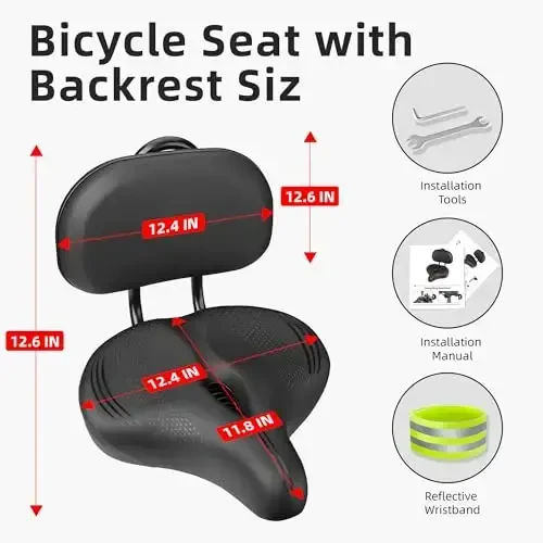 Oversized Bike Seat for Peloton Bike & Bike+, Comfort Seat Cushion Compatible with Peloton, Road or Exercise Bikes, Bicycle Wide Saddle Replacement for Men & Women, Accessories for Peloton - COOLWUFAN