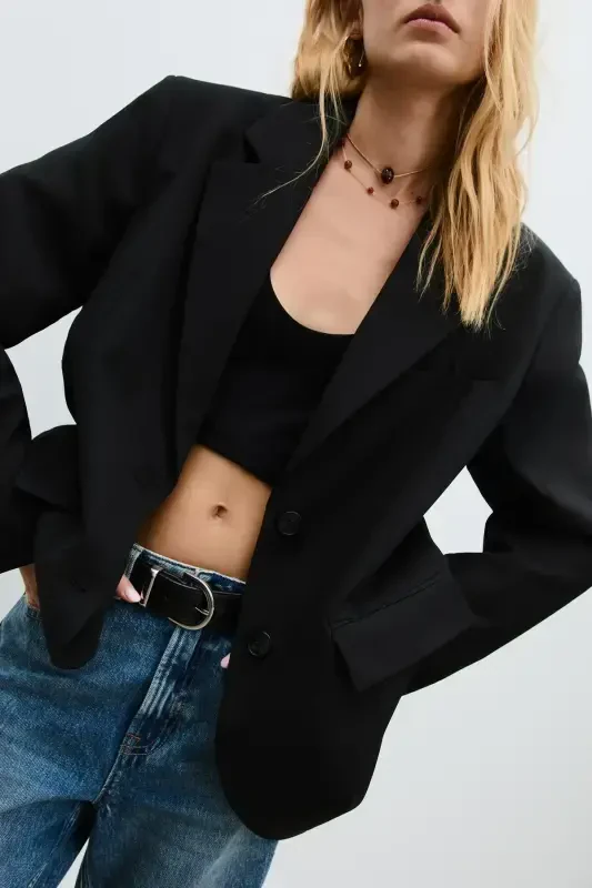 Oversized Blazer with Pockets - 3