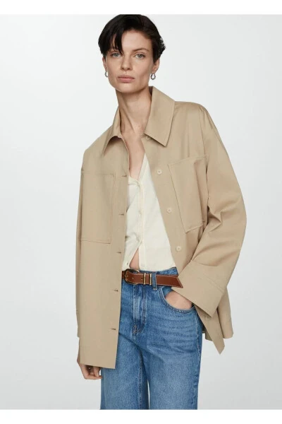 Oversized button-down utility jacket - MANGO