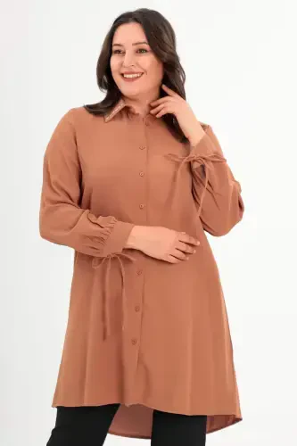 Oversized Collar Baguette Stone Camel Tunic - 1