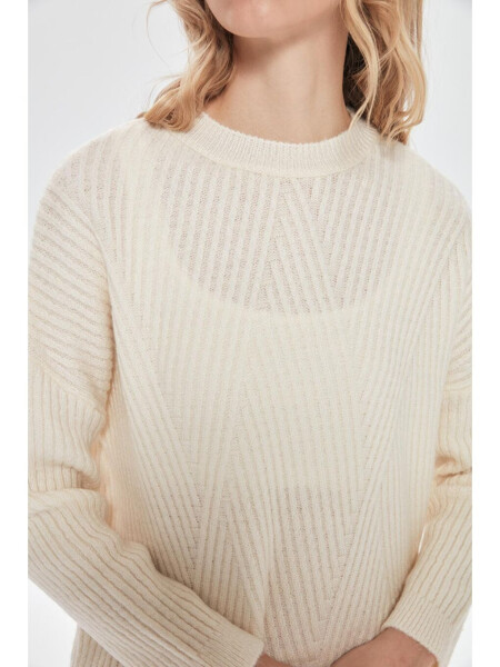 Oversized Crewneck Sweater Ecru - 7