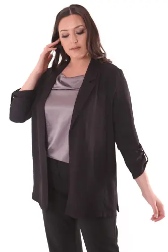 Oversized Double-Breasted Black Jacket - 4