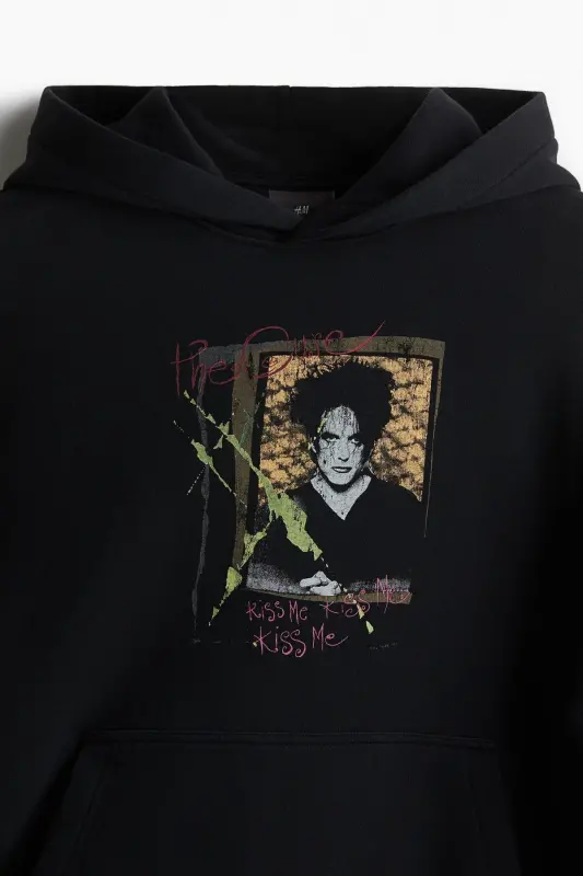 Oversized Fit Hooded and Printed Top-Black/The Cure - 2