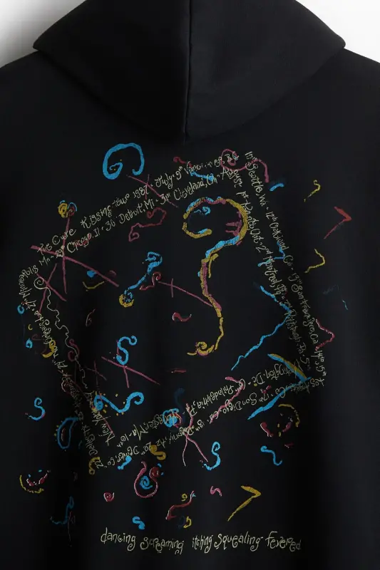 Oversized Fit Hooded and Printed Top-Black/The Cure - 3