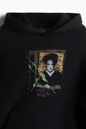 Oversized Fit Худи с принтом - Черный/The Cure - 6